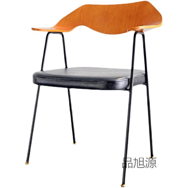 American loft wrought iron dining chair high-end music restaurant retro leather casual back chair cafe creative chair