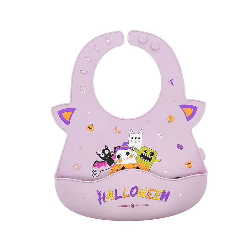 Cross-border rice pocket, baby food pocket, silicone bib, Halloween baby food pocket, waterproof and oil-proof saliva pocket