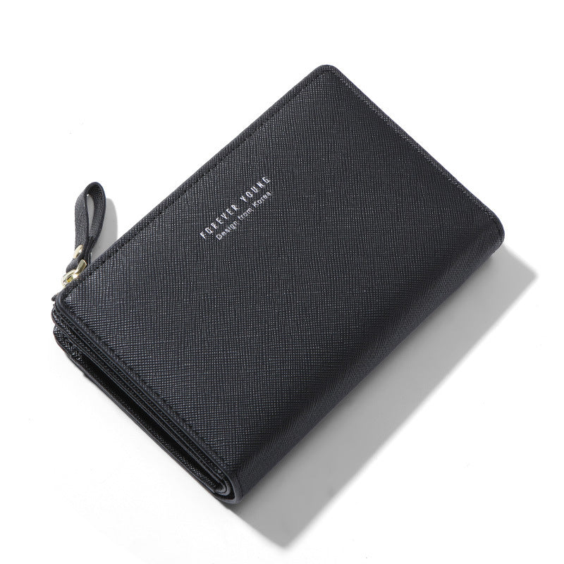 OEM processing customized women's wallet short high-end change bag pu leather zipper card bag card holder