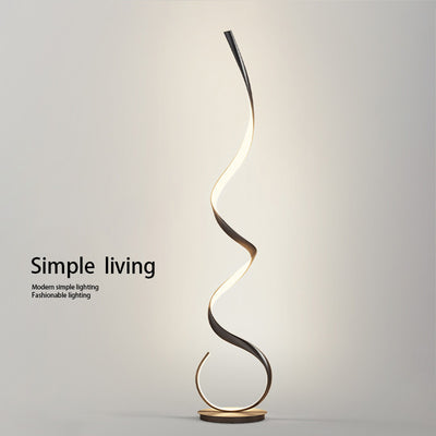 Floor lamp, minimalist design, scandinavian style, next to the sofa in the living room, popular corner wave atmosphere line lamp, full spectrum