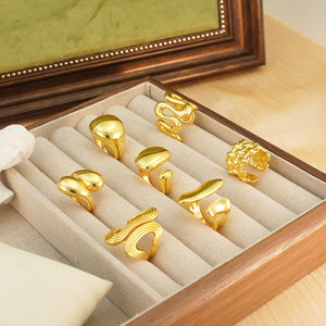 Fashion geometric adjustable ring set for women, bridal wedding bohemian shiny ring