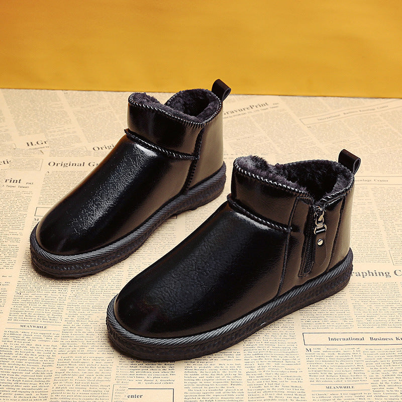 Snow boots women's 2025 winter short boots short boots piled thickened women's shoes fur integrated versatile cotton shoes piled warm