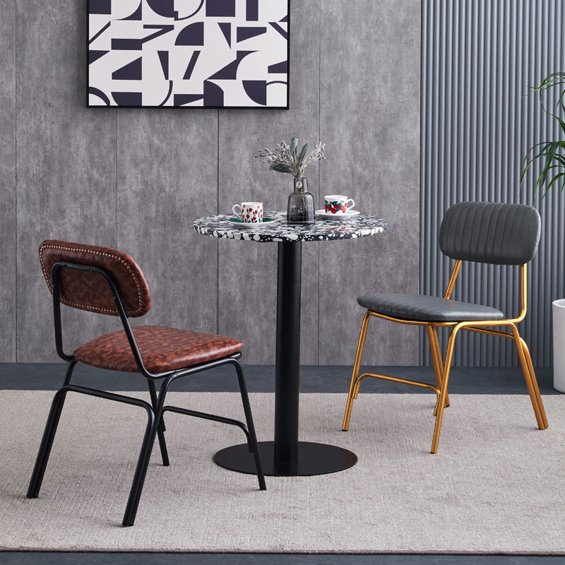 American loft iron art sub restaurant hot pot shop retro leather dining chair milk tea shop cafe casual back chair stool