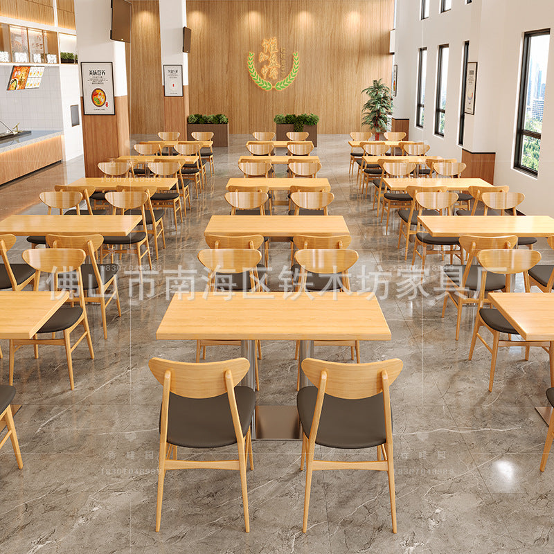 Company school canteen dining table and chair combination staff and students 4 people 6 people dining room tables and chairs commercial fast food tables and chairs