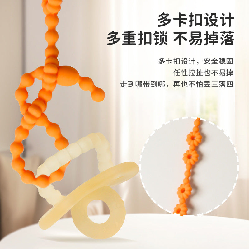 Cross-border new baby toothpaste anti-lost chain food grade silicone baby toy strap lanyard silicone pacifier chain