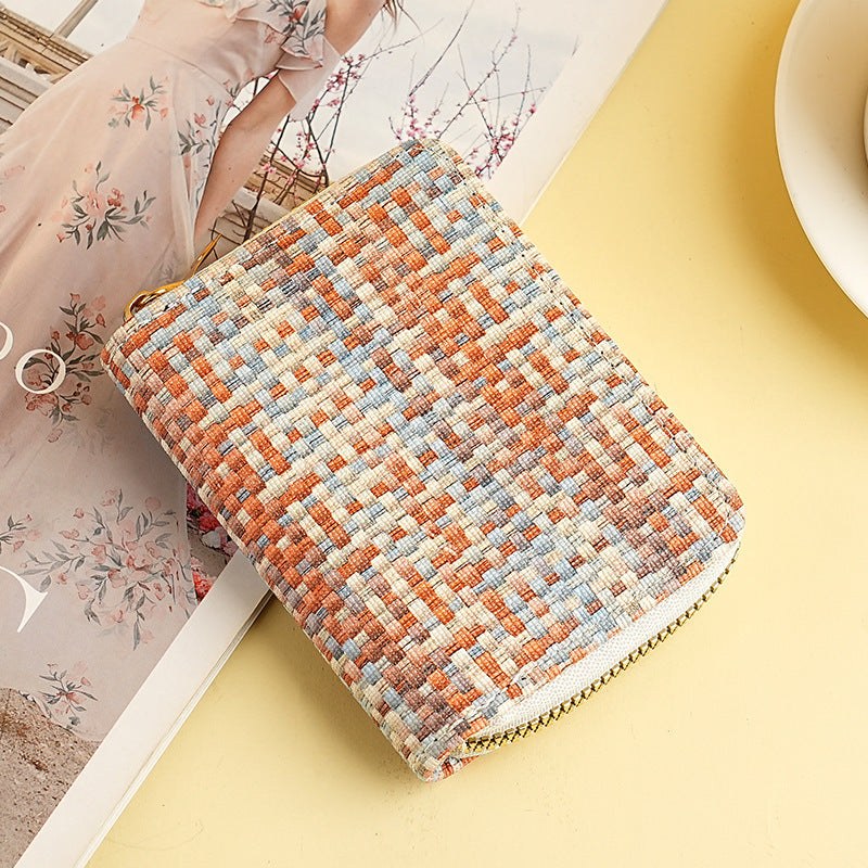 New organ card bag, large capacity, multi-card position, ID card holder, women's anti-theft zipper wallet, fashionable pu card bag.