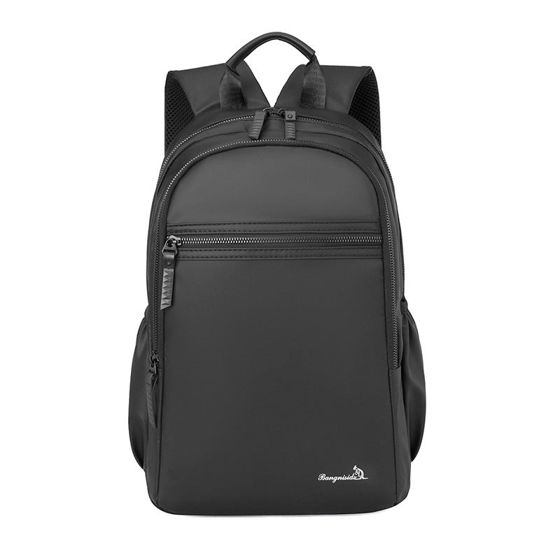 New, leather film fashionable black backpack men's high sense large capacity lightweight casual bag travel backpack