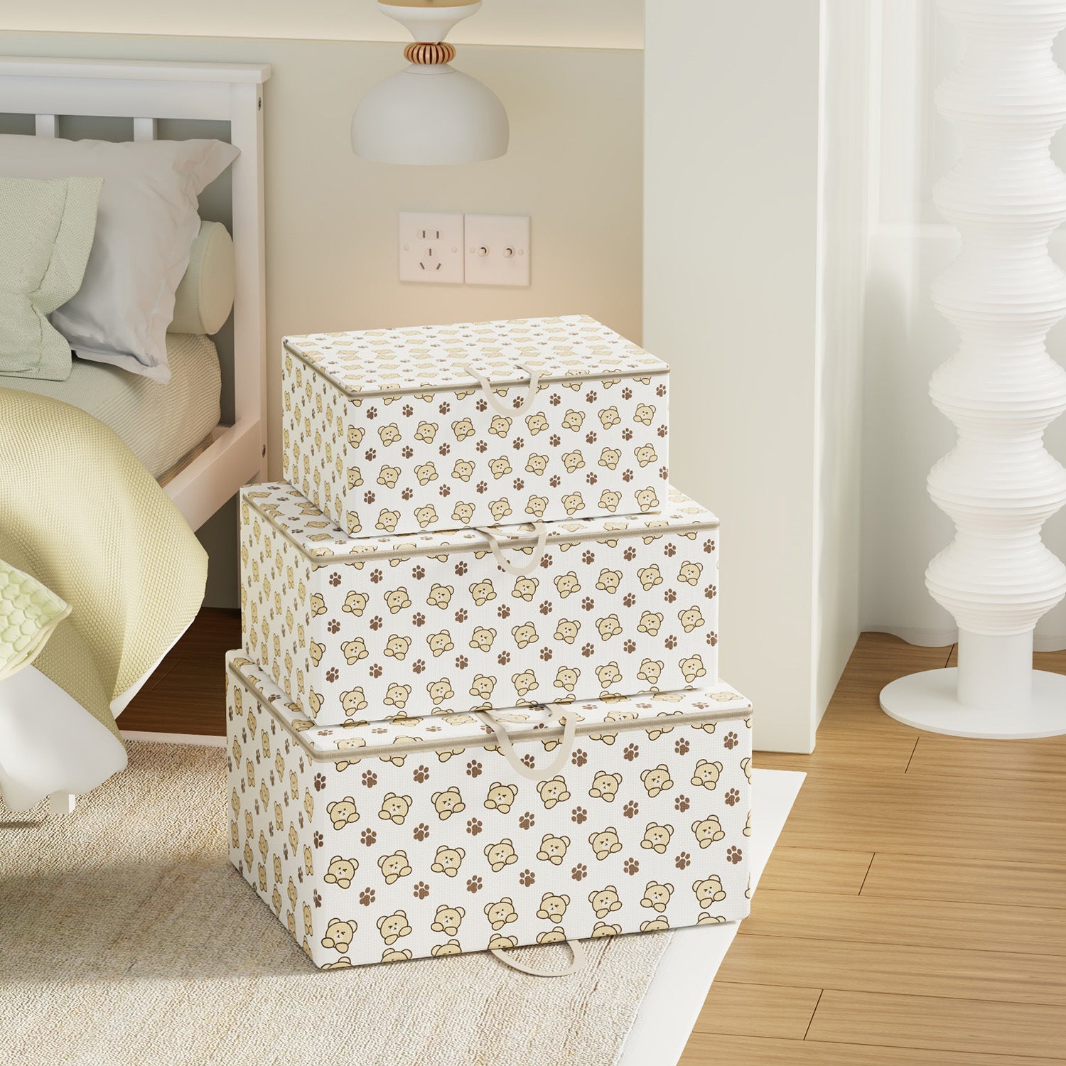 Printed bear moving bag 140g thickened non-woven duffel bag household quilt clothes sundries storage bag