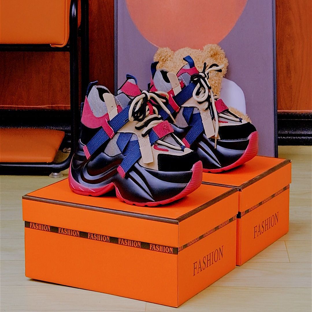 Fried street platform dad shoes women's ins tide 202 autumn and winter new velvet super fire inner height increase 11cm casual sports shoes