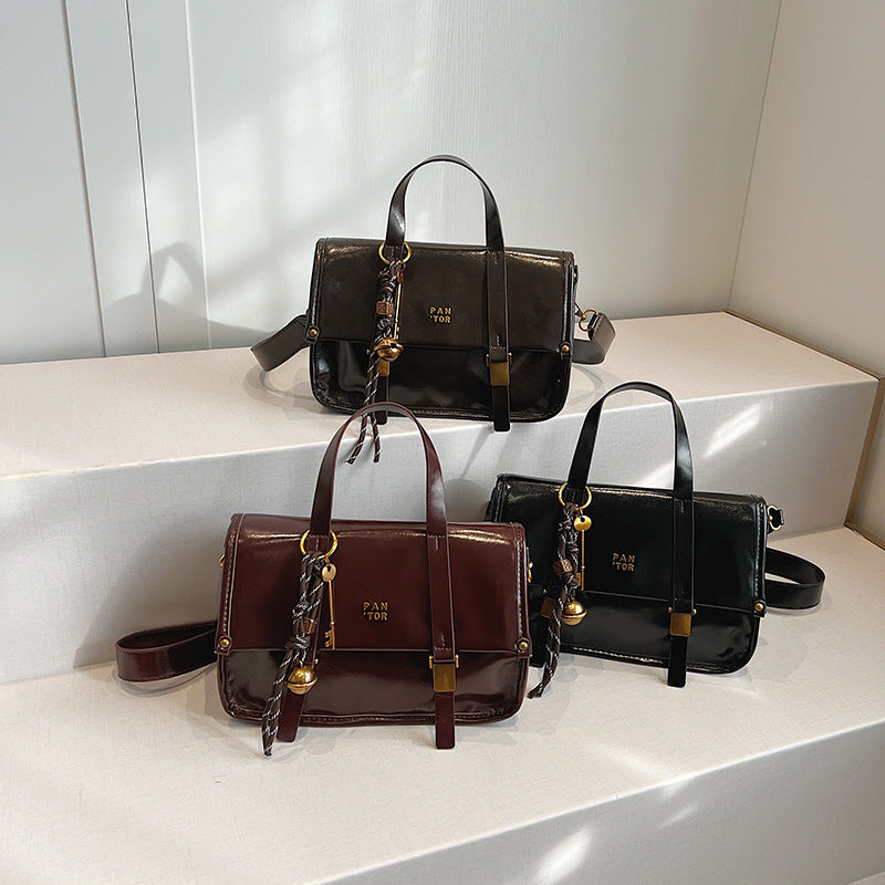 Cross-border retro high-end portable small bag women's bag 2025 new simple small square bag versatile shoulder messenger bag