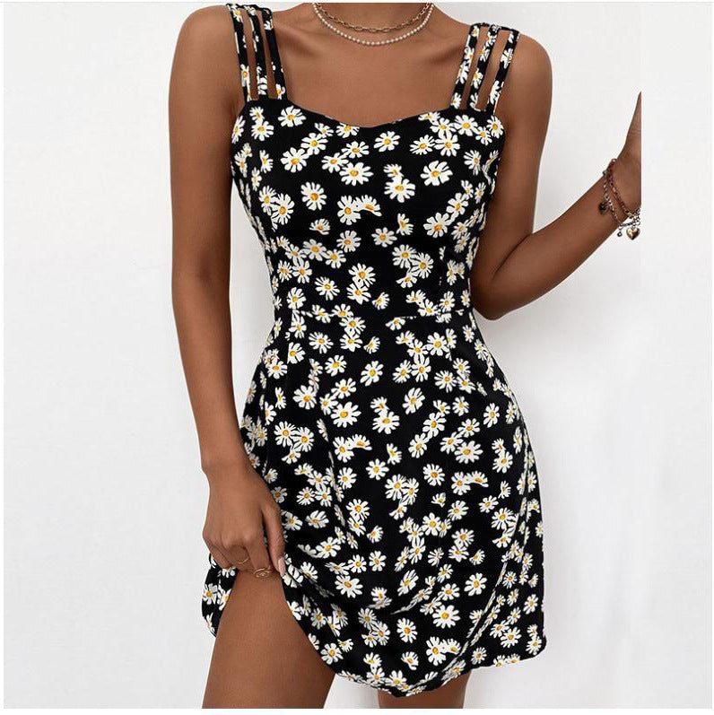 Spot, European and American  women's  skirt, sexy sleeveless summer  suspender dress women