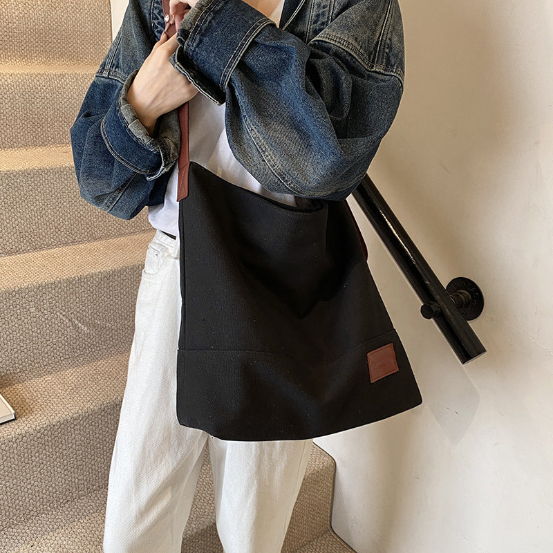 Foreign trade leisure large-capacity canvas bag women's 2025 new versatile shoulder messenger bag college student tote bag