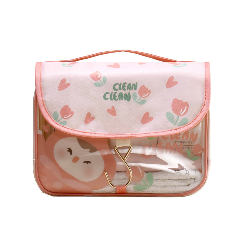 Rongsuo, portable hook toilet bag, large capacity waterproof cartoon cosmetic bag, travel convenience cosmetic storage bag