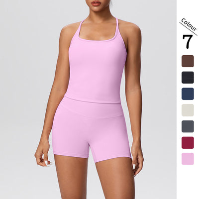 New cloud-feel quick-dry high-waisted butt-lifting shorts activewear set - perfect for yoga, outdoor training, running, and fitness