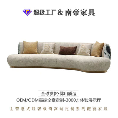 best-selling fabric sofa wholesale, italian-inspired light luxury villa large apartment living room sofa, designer curved sofa