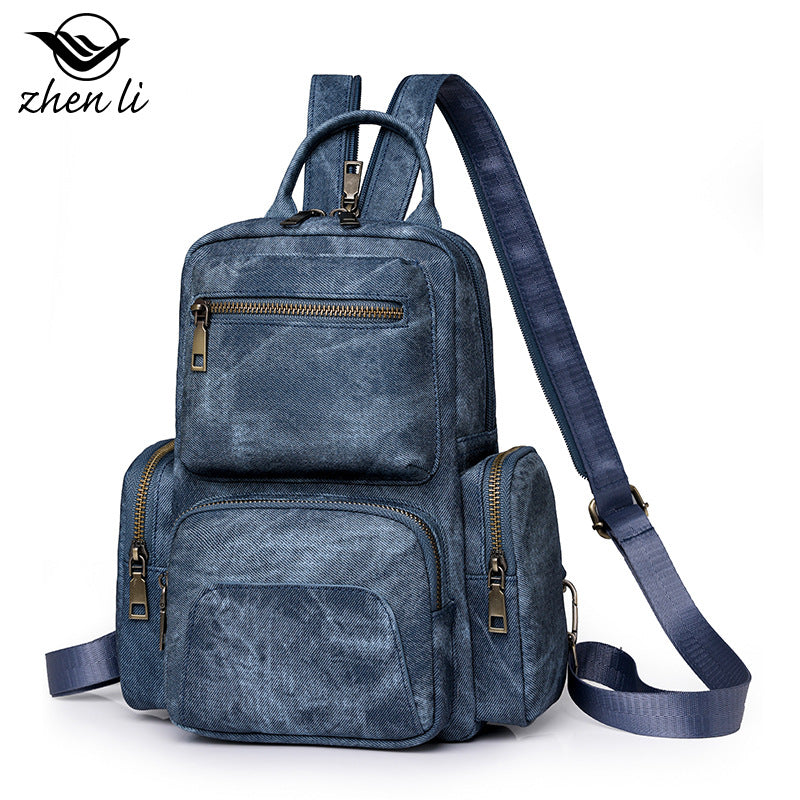 Cross-border women's backpack 2024 new casual PU small backpack travel women's bag retro multi-purpose messenger bag