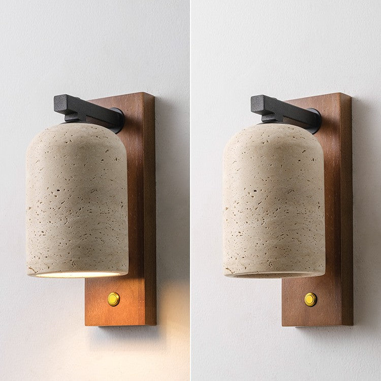 Yellow travertine Japanese cream wabi wind bedroom bedside wall lamp entrance aisle living room designer retro homestay