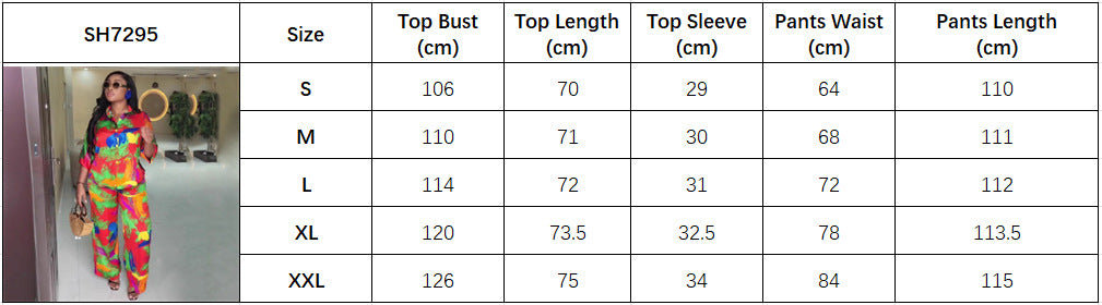 European and American new casual women's clothing set lapel mid-sleeved cardigan shirt trousers African large-size printed two-piece set women