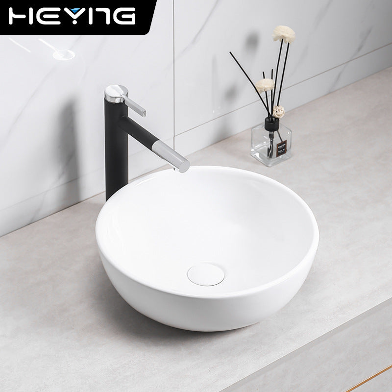 陶瓷一体台上盆简约现代洗脸小户型洗手单盆酒店卫生间艺术台盆