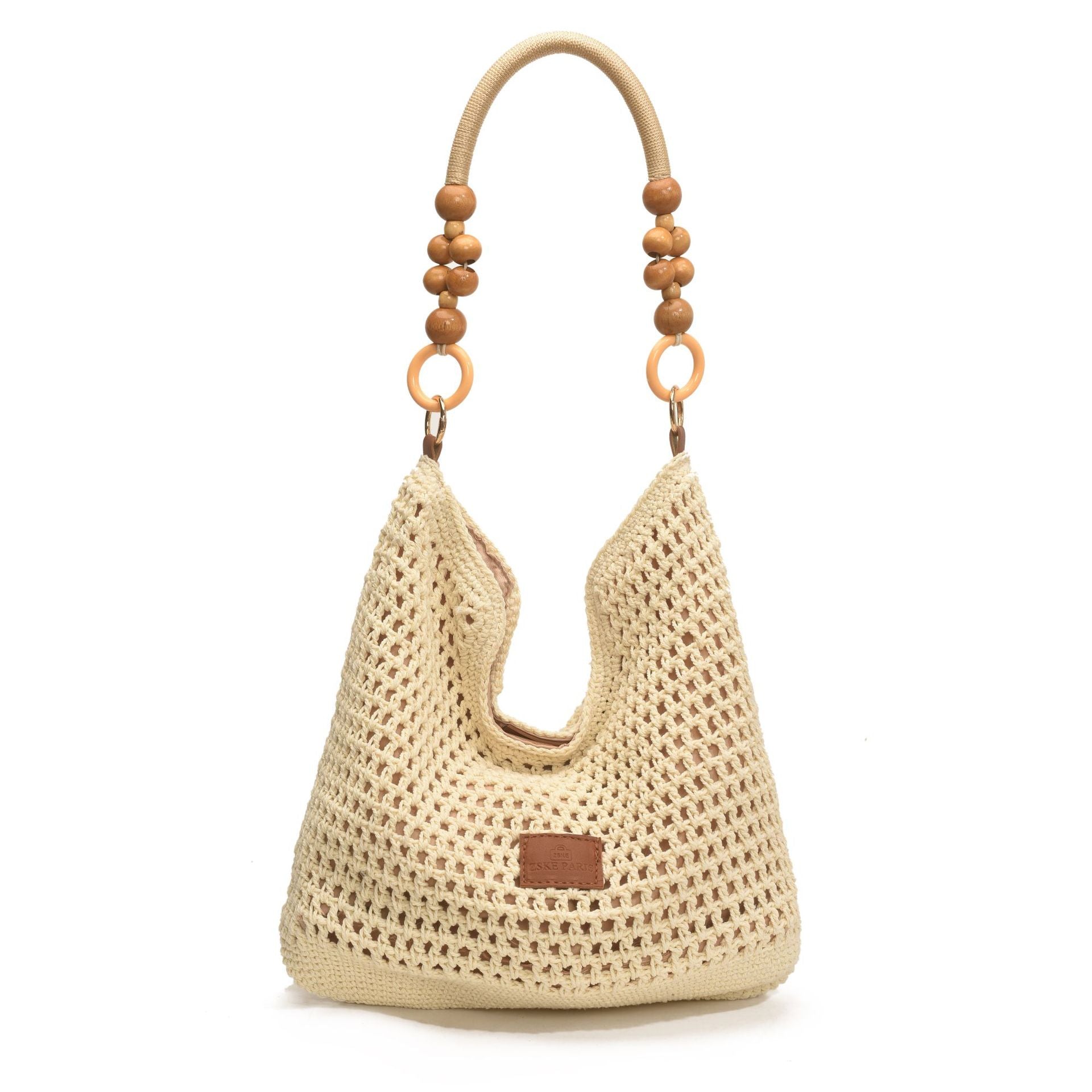 Casual large-capacity cotton thread woven bag New hollow hand-woven shoulder bag Vacation beach bag Versatile women's bag