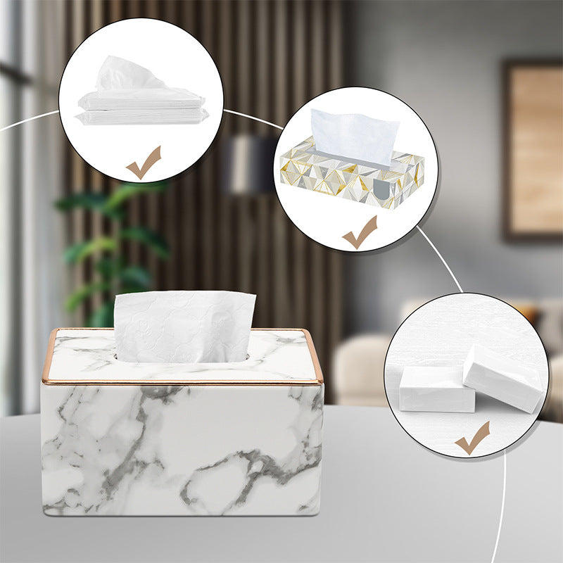 Paper box light luxury high sense living room dining room universal leather paper box hotel special European tissue box wholesale