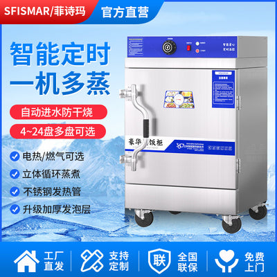 Commercial electric steamer for rice, dumplings, and vegetables - ideal for restaurants, cafeterias, and small kitchens - fully automatic, electric or gas powered