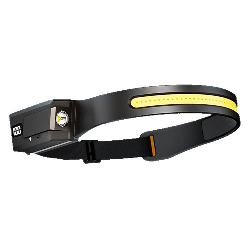 Cross-border outdoor multi-functional silicone adventure fishing portable cob flood light headlamp strong light sensor headlamp