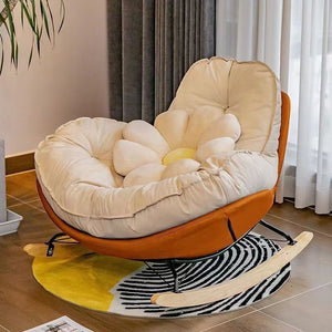 Lazy sofa eggshell scandinavian style bedroom casual single sofa can lie down and sleep new arrival metal penguin rocking chair