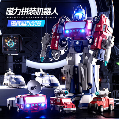 Guochao magnetic deformation robot assembly magnetic deformation autobot ejection cannon combined remote control toy gift