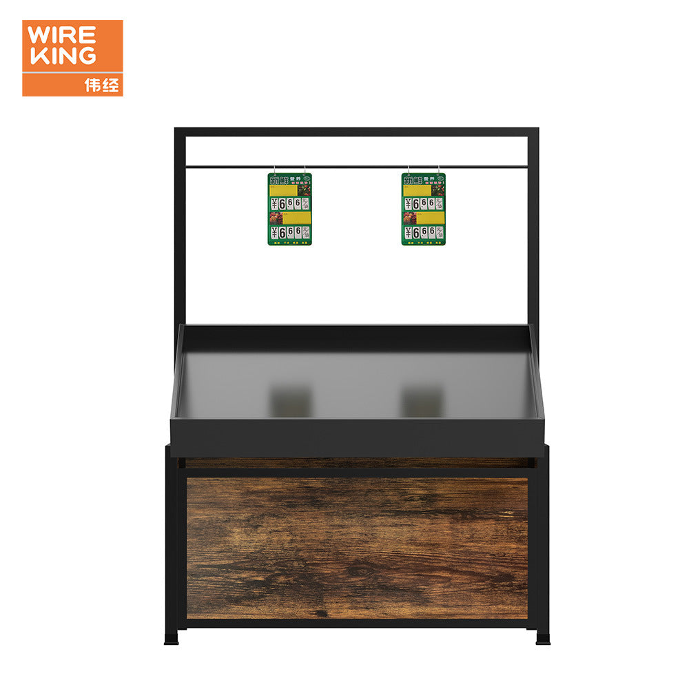 Fruit and vegetable shelves Supermarket vegetable display cabinet Fruit rack Iron and wood combined fruit and vegetable rack Large supermarket Nakajima rack