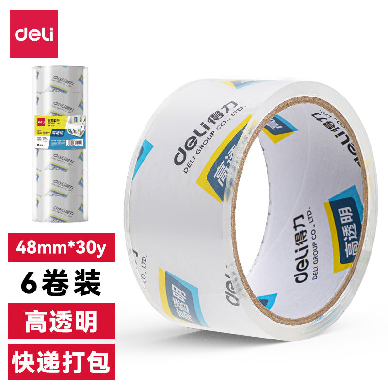 Deli 30200 sealing tape scotch tape packing tape width tape 48mm * 30y 6 rolls/cylinder wholesale