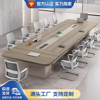 Conference table - long, minimalist rectangular design for meeting rooms, office furniture, suitable for small to large conference and negotiation settings - table and chair set