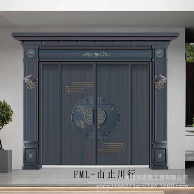 Zinc alloy villa door double door courtyard door entrance double door rural self-built house security door for home entrance door