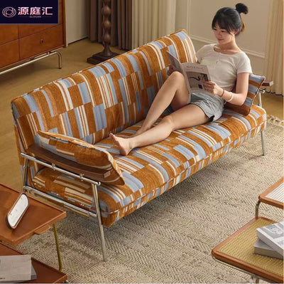Nordic japanese style solid wood leather sofa - compact, creative, minimalist design for living room or bedroom - available in 3-seater and 2-seater options - natural wood aesthetic