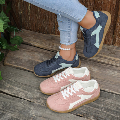 Casualretro soft bottom german training shoes for women 2026 summernew arrivaleasiest for matchthick sole sneakers color matching tie backwhite shoes