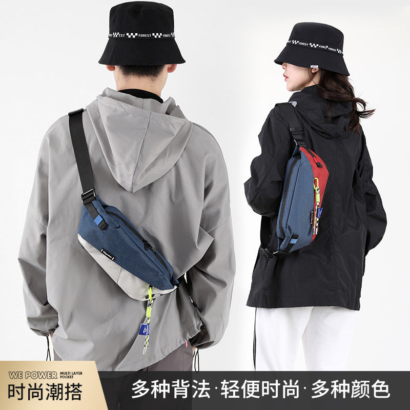 New Hong Kong wind locomotive color matching cycling bag outdoor travel fanny pack versatile mobile phone messenger bag travel commuter fanny pack