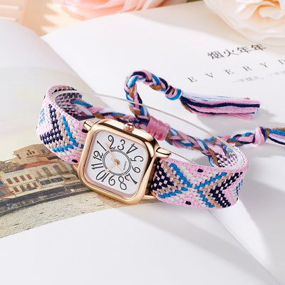 New women's watches live stream new women's woven strap quartz watch fashion cross-border wholesale