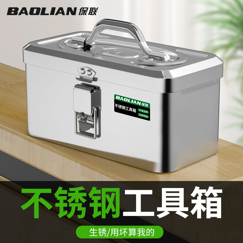 Baolian Stainless Steel Toolbox Industrial Storage Box Car Household Multifunctional Thickened Hardware Iron Box Portable