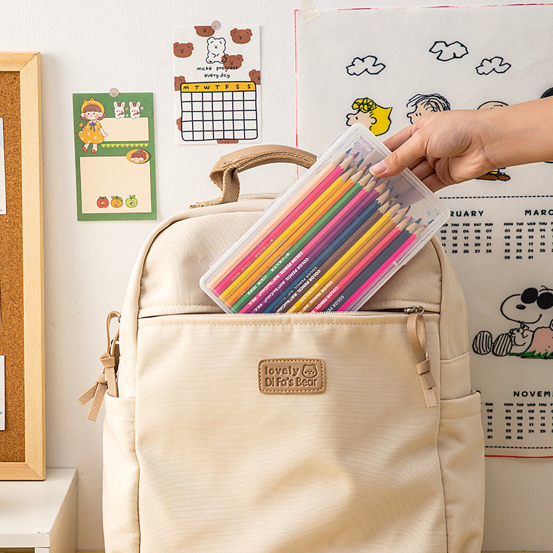 Plastic desktop drawer stationery storage box with lid pencil case can be stacked transparent document book marker storage box