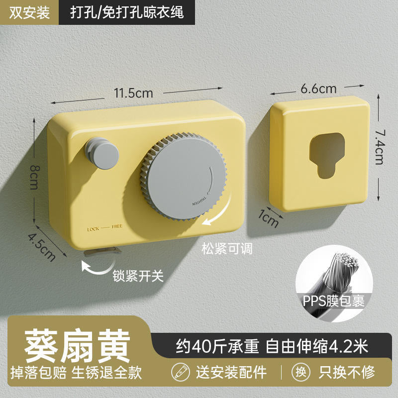 隐形晾衣绳晾衣服神器绳子室内免打孔卫生间隐形伸缩阳台钢丝绳架