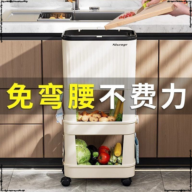 Non-bending multi-function with lid with wheel kitchen trash can high large capacity living room bathroom garbage storage bucket