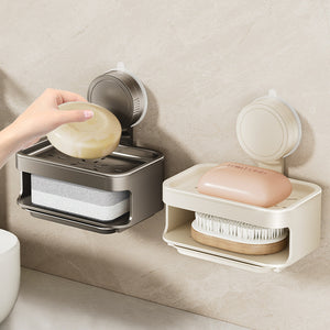 Suction cup soap dish wall mounted punch-free for home bathroom drain soap dish bathroom storage rack storage box