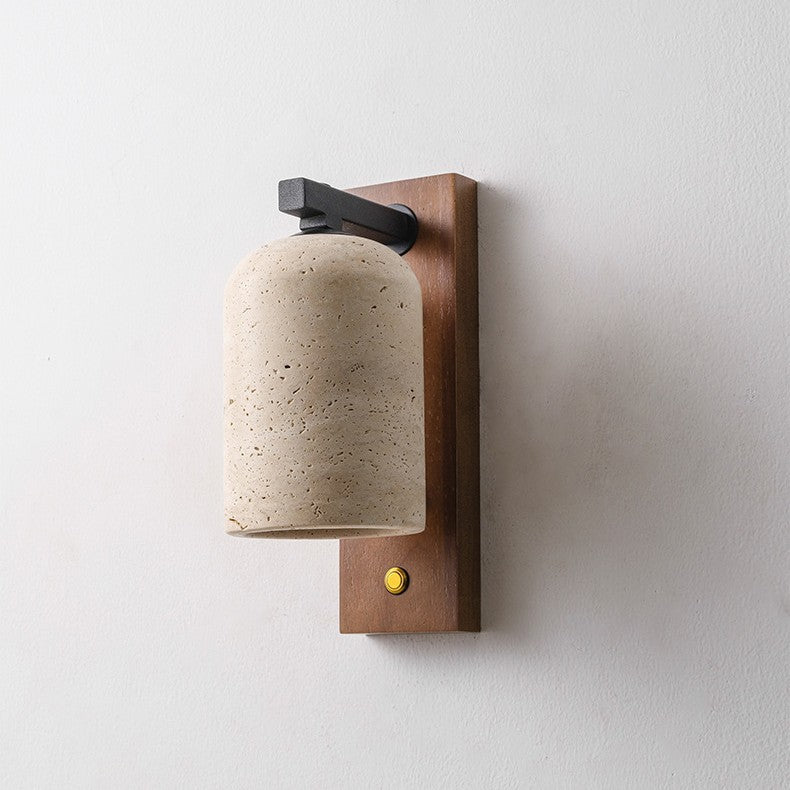 Yellow travertine Japanese cream wabi wind bedroom bedside wall lamp entrance aisle living room designer retro homestay