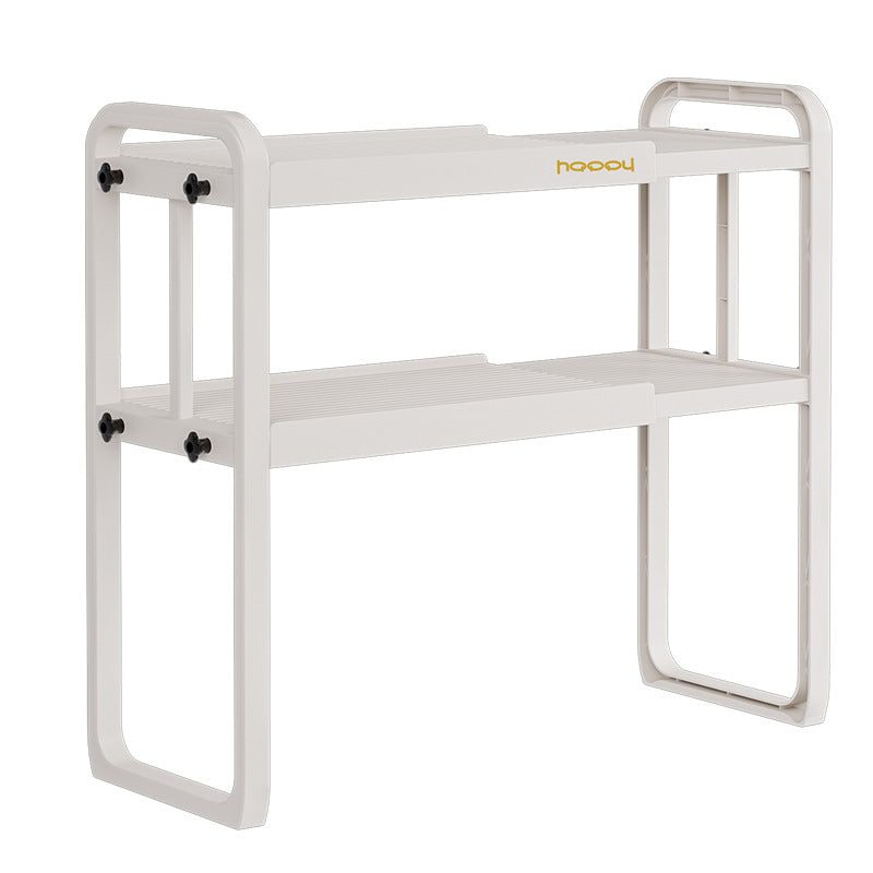 Retractable kitchen bathroom rack countertop cabinet baffle layered rack plastic storage pot rack desktop small shelf