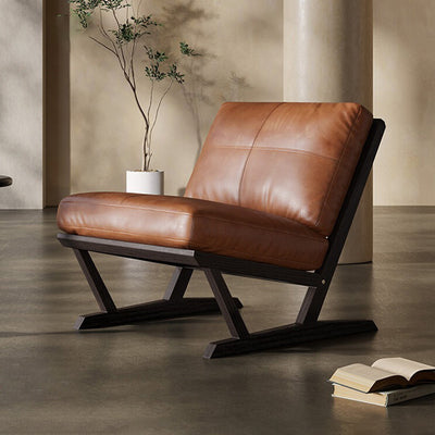 Solid wood single sofa chair living room ash wood table and chair frame oil wax leather casual chair b&b stacking stool solid wood