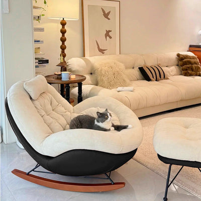Rocking chair recliner adult sleepable living room for home casual adult sofa eggshell balcony lazy chair