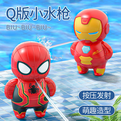 Douyin's same superhero q version doll spider steel water gun man captain america water gun street toy wholesale