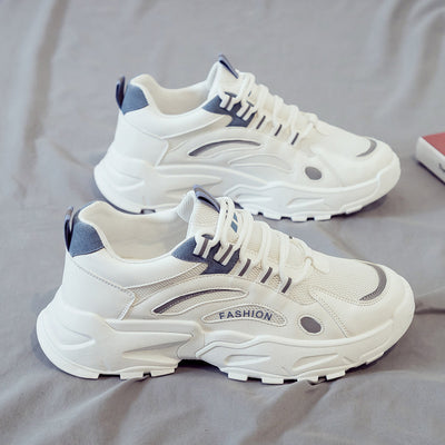 Men's shoes 2025 new spring breathable mesh casual sports shoes men's running height increasing white dad shoes trendy sneakers