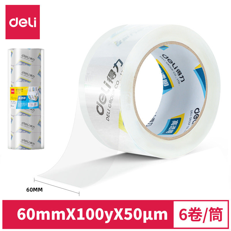 Deli 30325 scotch tape sealing warehouse packing tape thickened tape 60mm 6 rolls/cylinder