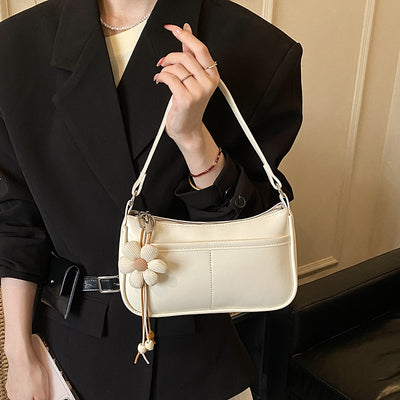 Korean style minimalist solid color underarm bag women's trendy floral design shoulder bag 2026 spring new small square bag